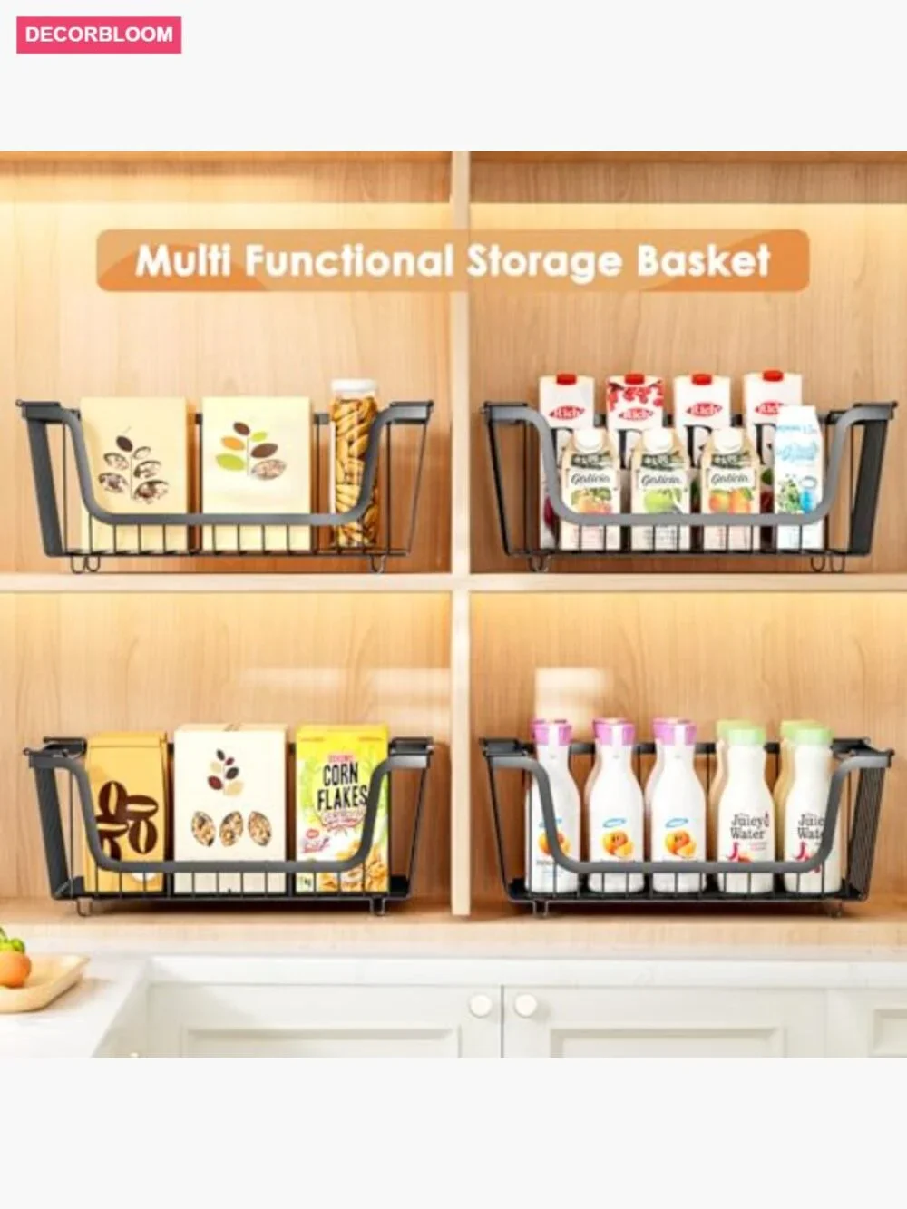 4 Pcs Stackable Wire Baskets for Pantry Organization and Storage